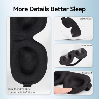 Sleep Mask for Back and Side Sleeper 3 Pack, 100% Blackout Eye Mask