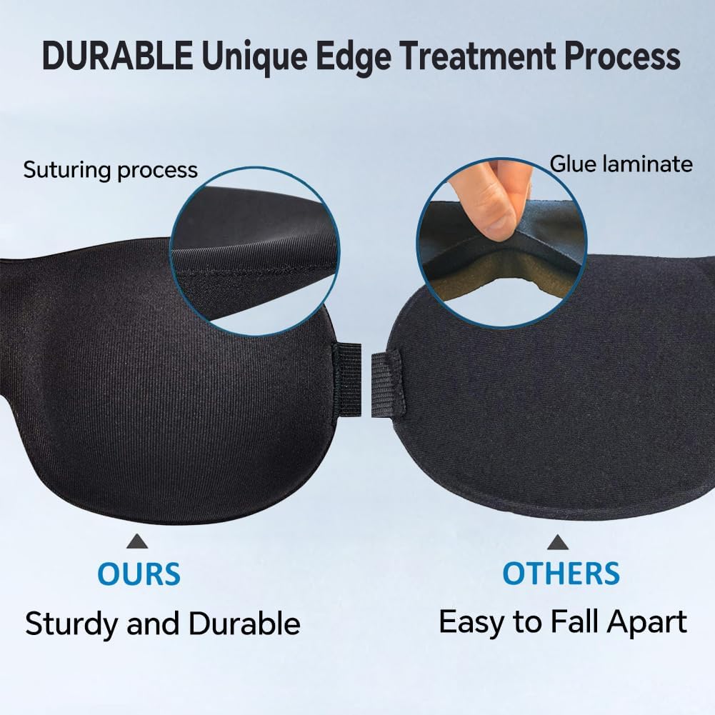 Sleep Mask for Back and Side Sleeper 3 Pack, 100% Blackout Eye Mask