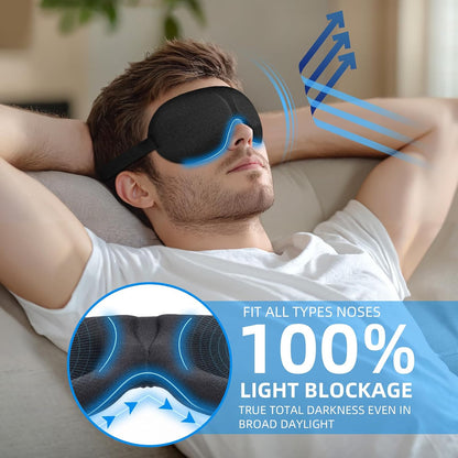 Sleep Mask for Back and Side Sleeper 3 Pack, 100% Blackout Eye Mask