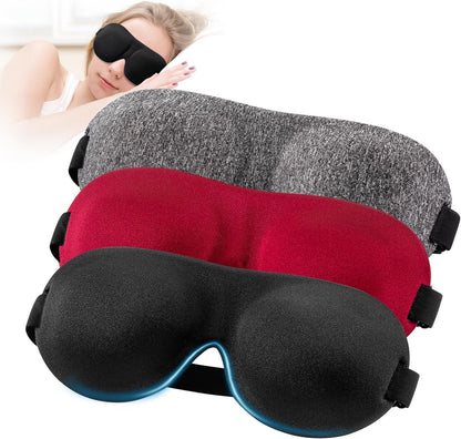Sleep Mask for Back and Side Sleeper 3 Pack, 100% Blackout Eye Mask