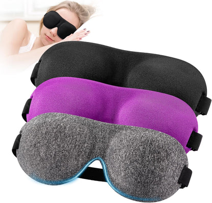 Sleep Mask for Back and Side Sleeper 3 Pack, 100% Blackout Eye Mask