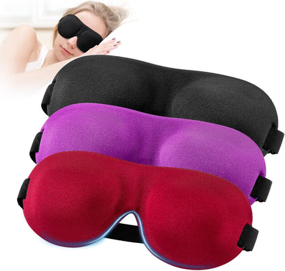 Sleep Mask for Back and Side Sleeper 3 Pack, 100% Blackout Eye Mask