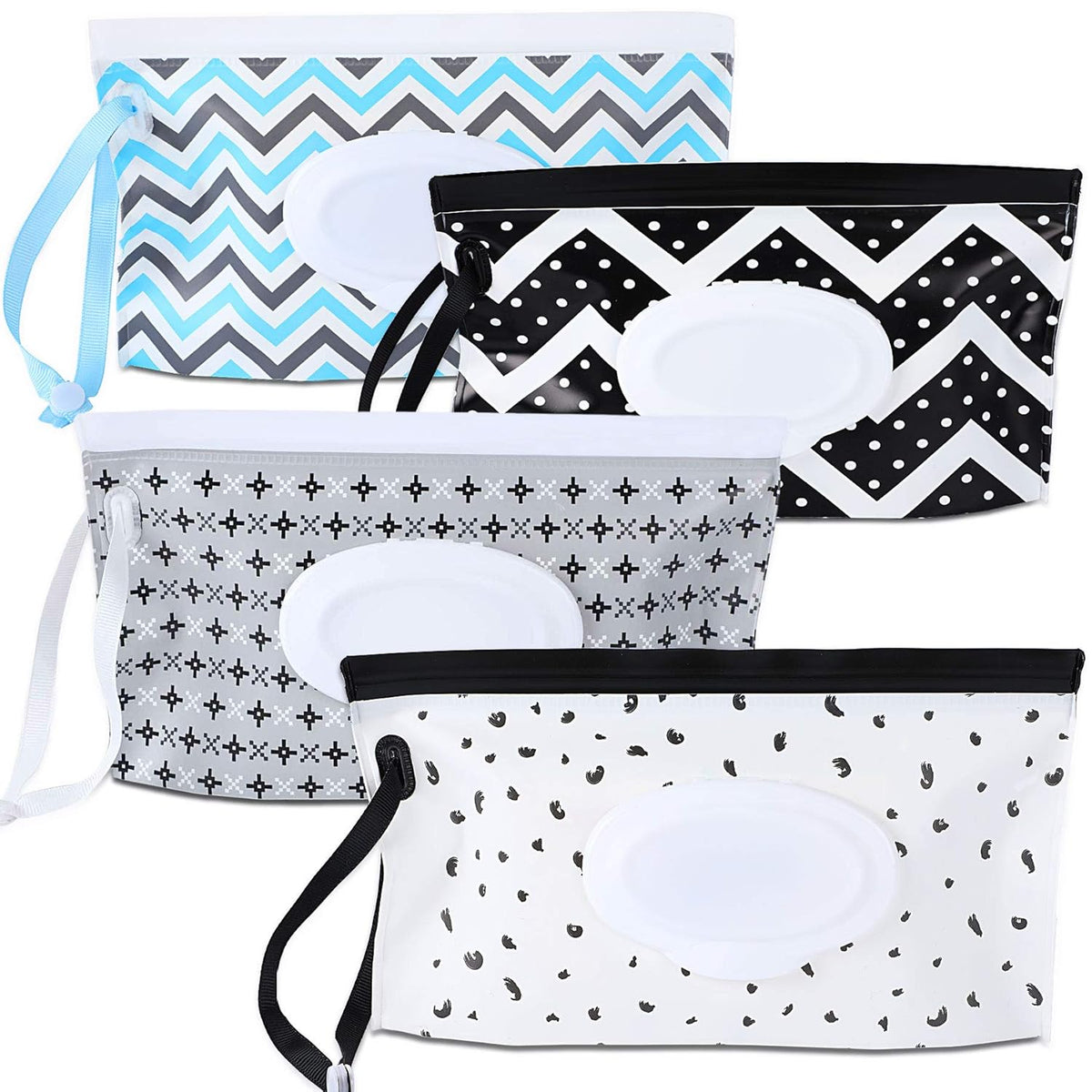 FEBSNOW 4 Pack Baby Wipe Dispenser, Portable Refillable Wet Wipe Holder