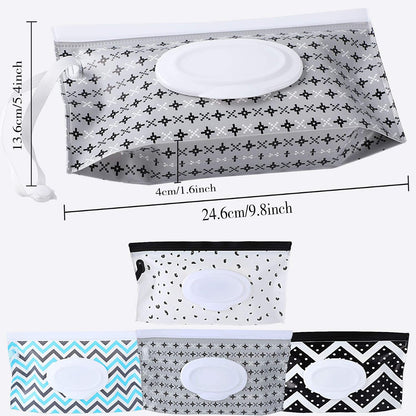 FEBSNOW 4 Pack Baby Wipe Dispenser, Portable Refillable Wet Wipe Holder