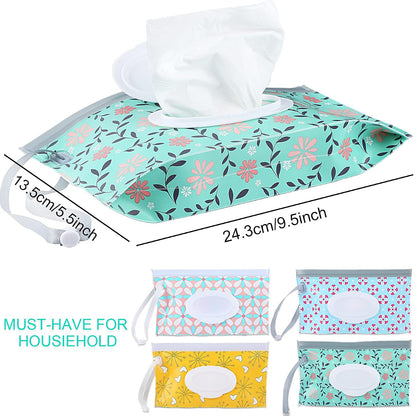 FEBSNOW 4 Pack Baby Wipe Dispenser, Portable Refillable Wet Wipe Holder
