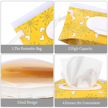 FEBSNOW 4 Pack Baby Wipe Dispenser, Portable Refillable Wet Wipe Holder