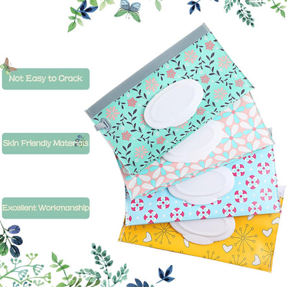FEBSNOW 4 Pack Baby Wipe Dispenser, Portable Refillable Wet Wipe Holder