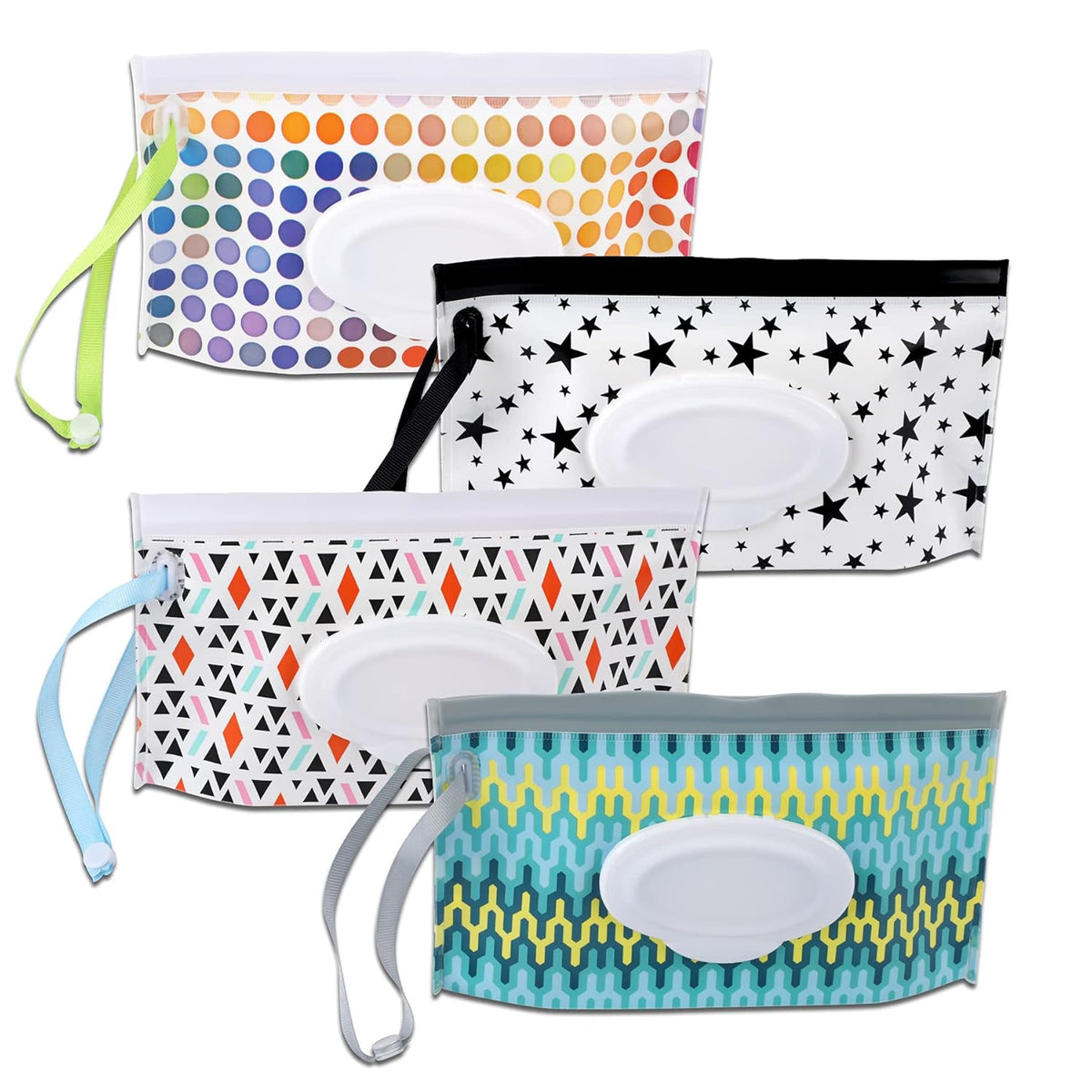 FEBSNOW 4 Pack Baby Wipe Dispenser, Portable Refillable Wet Wipe Holder