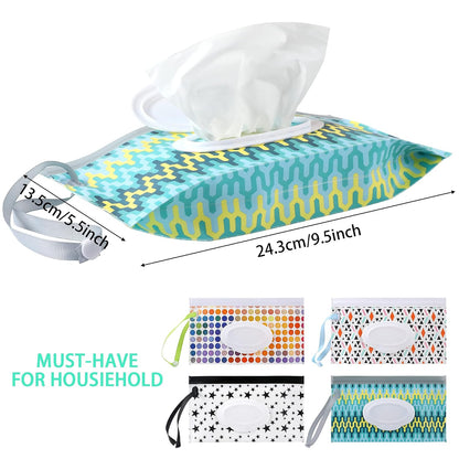 FEBSNOW 4 Pack Baby Wipe Dispenser, Portable Refillable Wet Wipe Holder