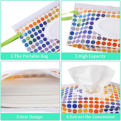 FEBSNOW 4 Pack Baby Wipe Dispenser, Portable Refillable Wet Wipe Holder