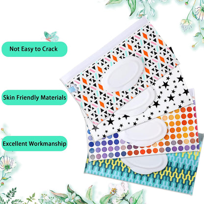 FEBSNOW 4 Pack Baby Wipe Dispenser, Portable Refillable Wet Wipe Holder