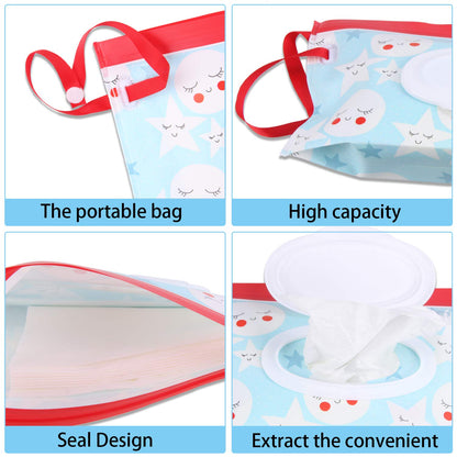 FEBSNOW 4 Pack Baby Wipe Dispenser, Portable Refillable Wet Wipe Holder