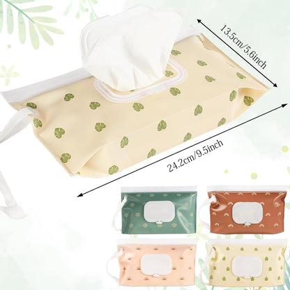 FEBSNOW 4 Pack Baby Wipe Dispenser, Portable Refillable Wet Wipe Holder
