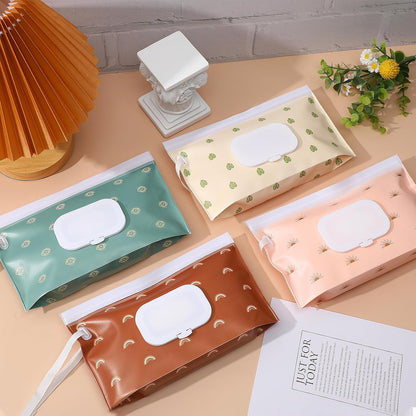 FEBSNOW 4 Pack Baby Wipe Dispenser, Portable Refillable Wet Wipe Holder