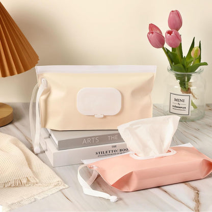 FEBSNOW 4 Pack Baby Wipe Dispenser, Portable Refillable Wet Wipe Holder