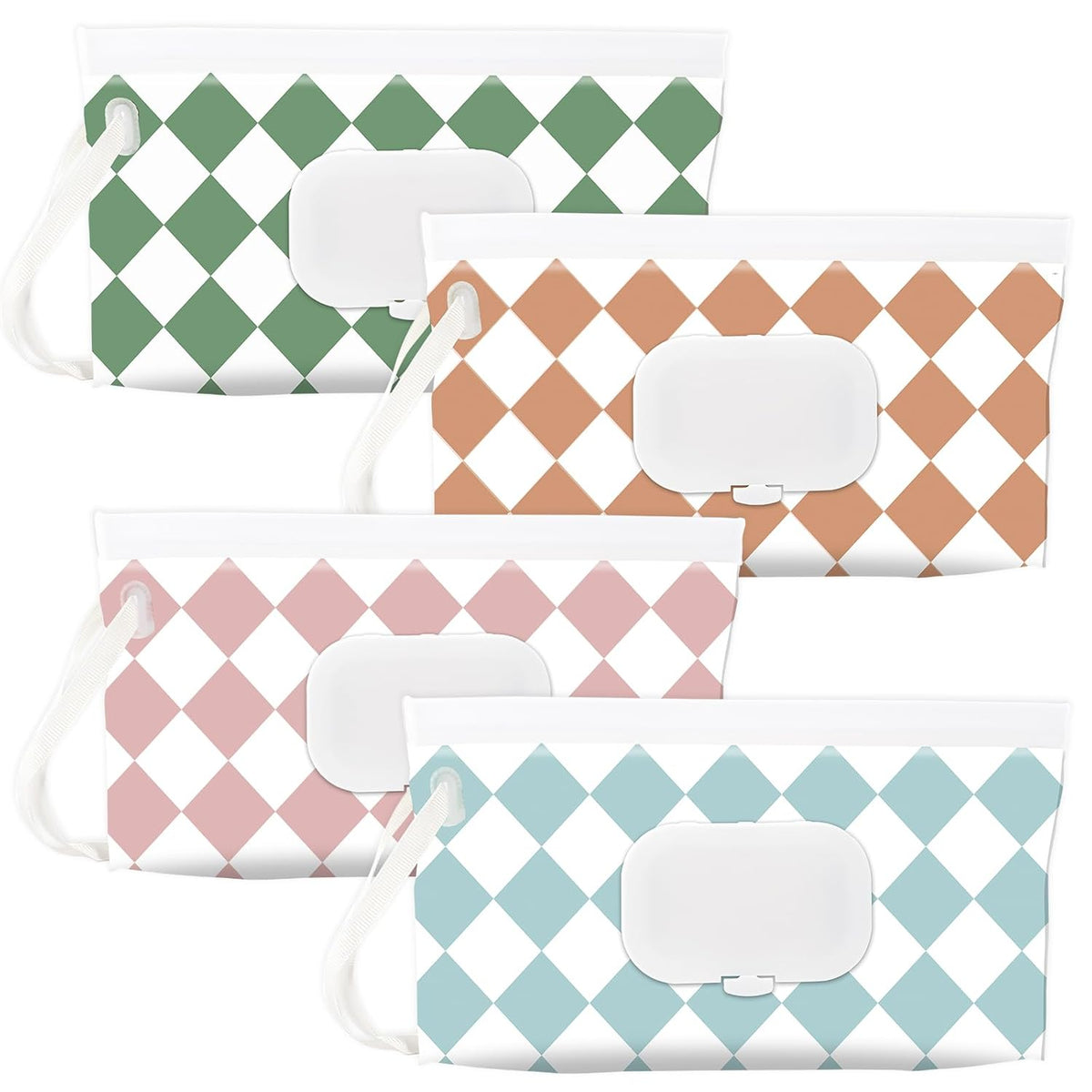 FEBSNOW 4 Pack Baby Wipe Dispenser, Portable Refillable Wet Wipe Holder