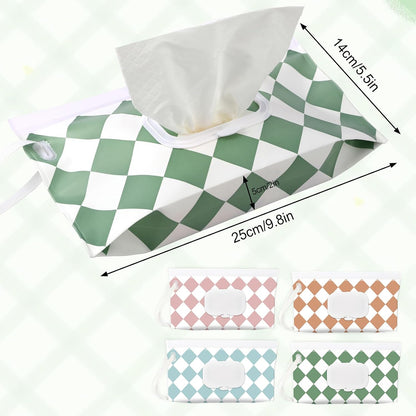 FEBSNOW 4 Pack Baby Wipe Dispenser, Portable Refillable Wet Wipe Holder