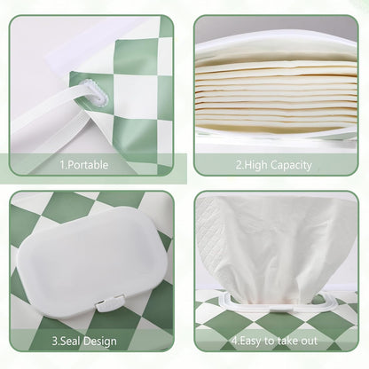 FEBSNOW 4 Pack Baby Wipe Dispenser, Portable Refillable Wet Wipe Holder