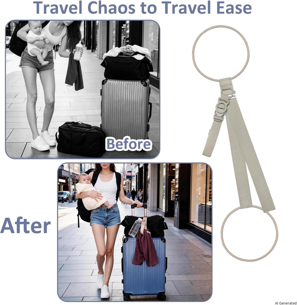 Luggage Straps for Suitcases Luggage Straps, 2-Piece Black