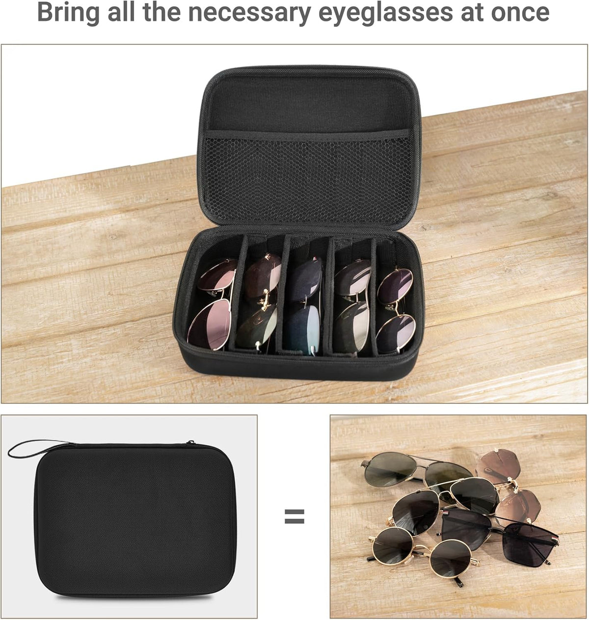Travel Sunglasses Case Glass Organizer Multiple Pairs Adjustable Slot