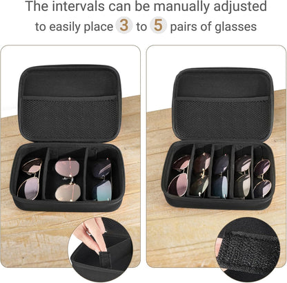 Travel Sunglasses Case Glass Organizer Multiple Pairs Adjustable Slot