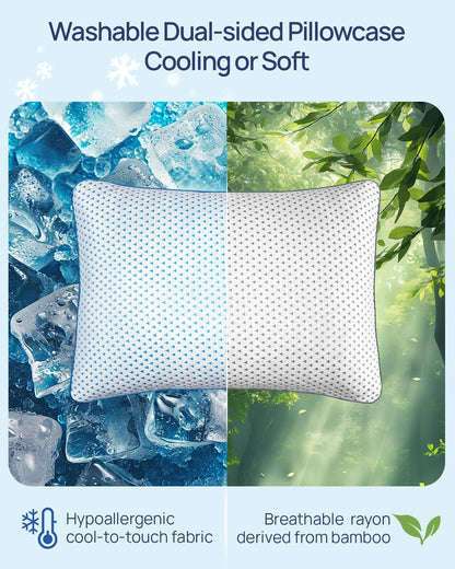 Adjustable Small Cooling Memory Foam Pillow for Travel, Camping & Airplane