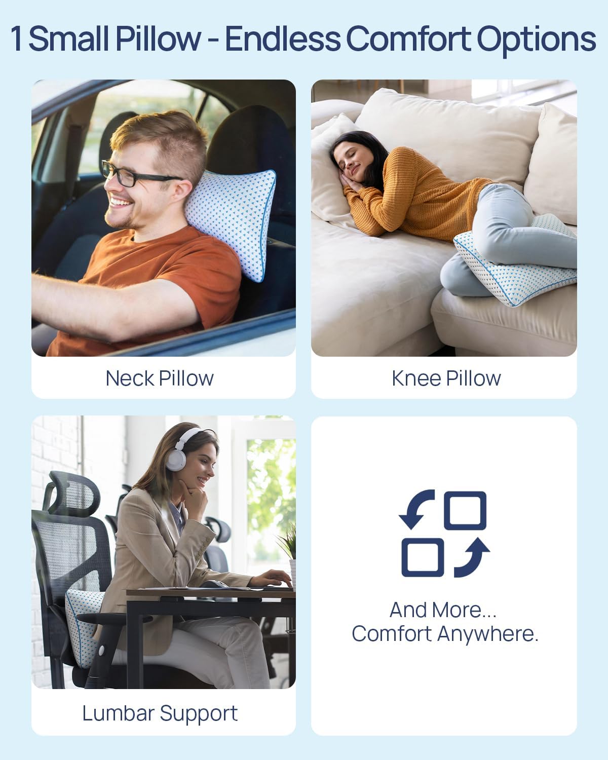 Adjustable Small Cooling Memory Foam Pillow for Travel, Camping & Airplane