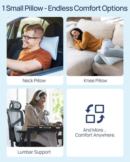 Adjustable Small Cooling Memory Foam Pillow for Travel, Camping & Airplane