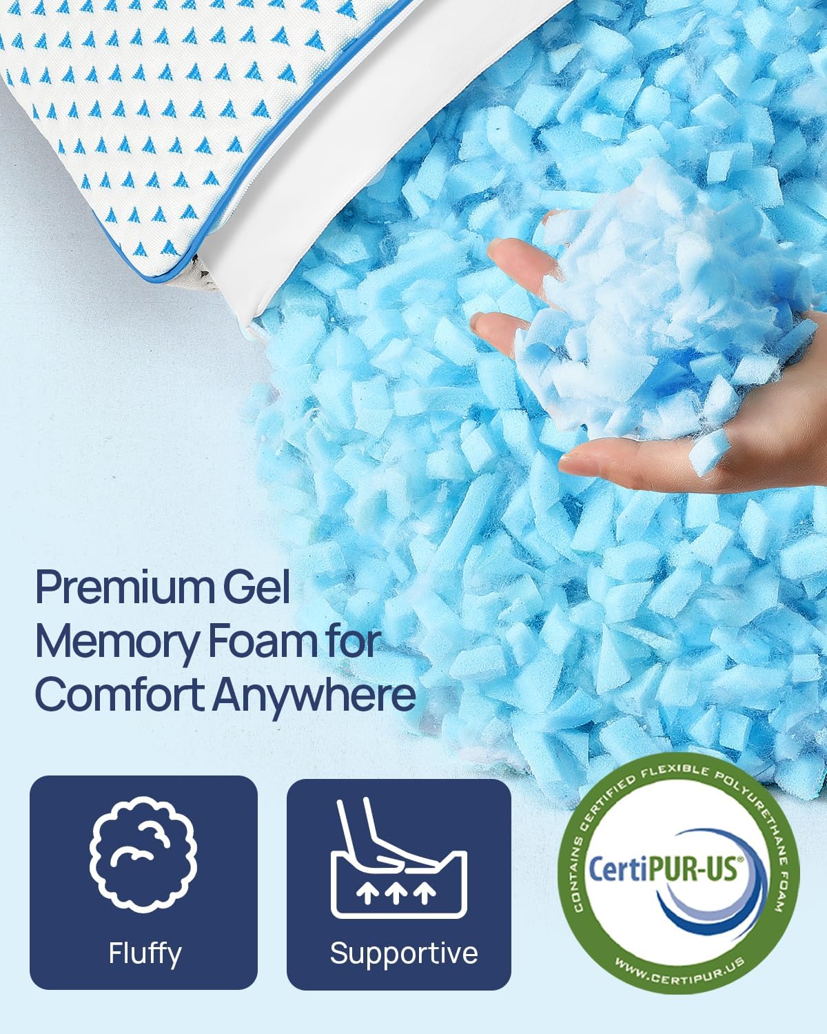 Adjustable Small Cooling Memory Foam Pillow for Travel, Camping & Airplane