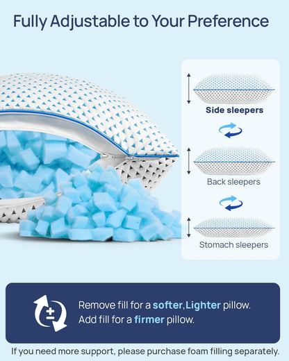 Adjustable Small Cooling Memory Foam Pillow for Travel, Camping & Airplane