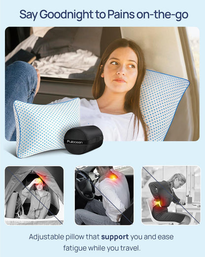 Adjustable Small Cooling Memory Foam Pillow for Travel, Camping & Airplane