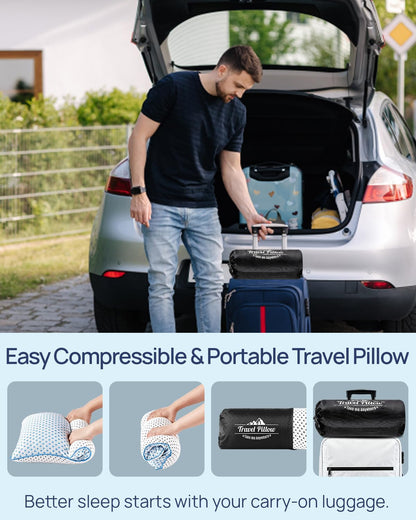 Adjustable Small Cooling Memory Foam Pillow for Travel, Camping & Airplane