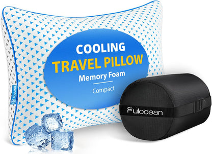 Adjustable Small Cooling Memory Foam Pillow for Travel, Camping & Airplane