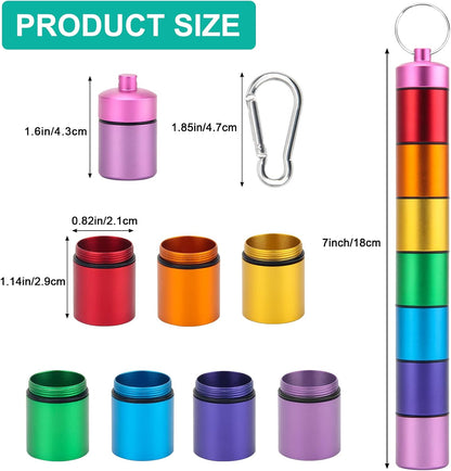 Small Portable Pill Case Keychain for Travel, 2 Pack Pill Organizer Box, Waterproof Tablet Container Weekly Medicine Bottle Organizer (Black and Silver)
