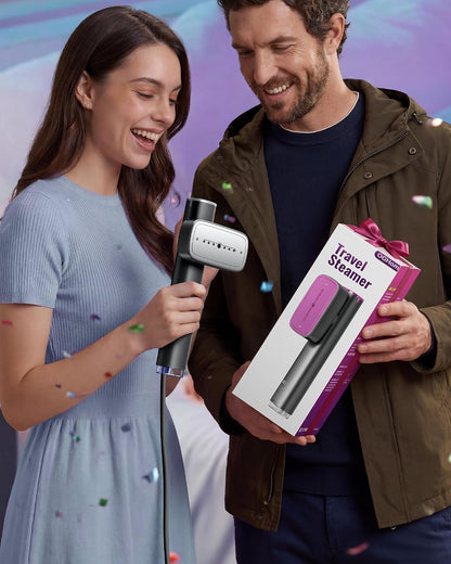 Steamer for Clothes, 110-240V Travel Steamer & Iron 2 in 1, 1000W Powerful Steam, Portable Handheld Garment Wrinkle Remover, 30s Fast Heat-Up with Dry & 2-Steam Control, for Global & Europe