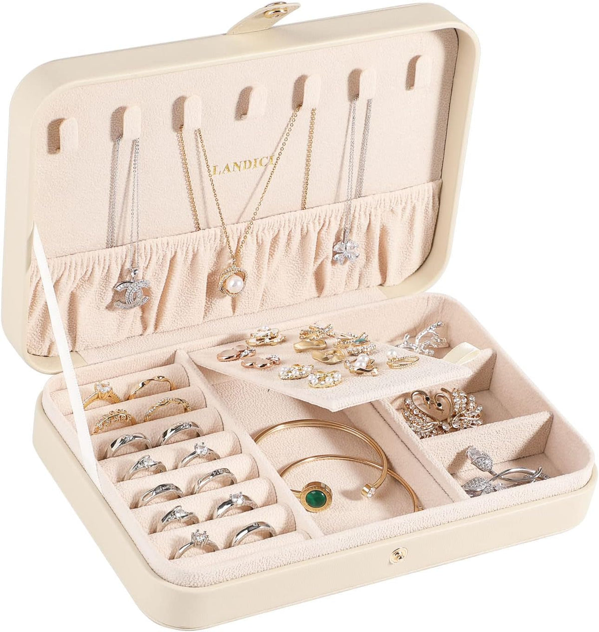 Small Jewelry Box for Women Girls, PU Leather Travel Jewelry Case, Portable Jewelry Organizer Storage Holder Display for Ring Earrings Necklace Brooch Men Kids Gift, Dark Blue