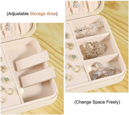 Small Jewelry Box for Women Girls, PU Leather Travel Jewelry Case, Portable Jewelry Organizer Storage Holder Display for Ring Earrings Necklace Brooch Men Kids Gift, Dark Blue