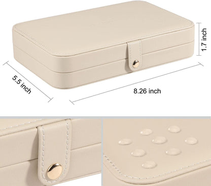 Small Jewelry Box for Women Girls, PU Leather Travel Jewelry Case, Portable Jewelry Organizer Storage Holder Display for Ring Earrings Necklace Brooch Men Kids Gift, Dark Blue