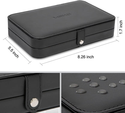 Small Jewelry Box for Women Girls, PU Leather Travel Jewelry Case, Portable Jewelry Organizer Storage Holder Display for Ring Earrings Necklace Brooch Men Kids Gift, Dark Blue