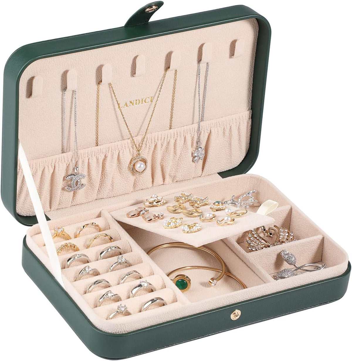 Small Jewelry Box for Women Girls, PU Leather Travel Jewelry Case, Portable Jewelry Organizer Storage Holder Display for Ring Earrings Necklace Brooch Men Kids Gift, Dark Blue