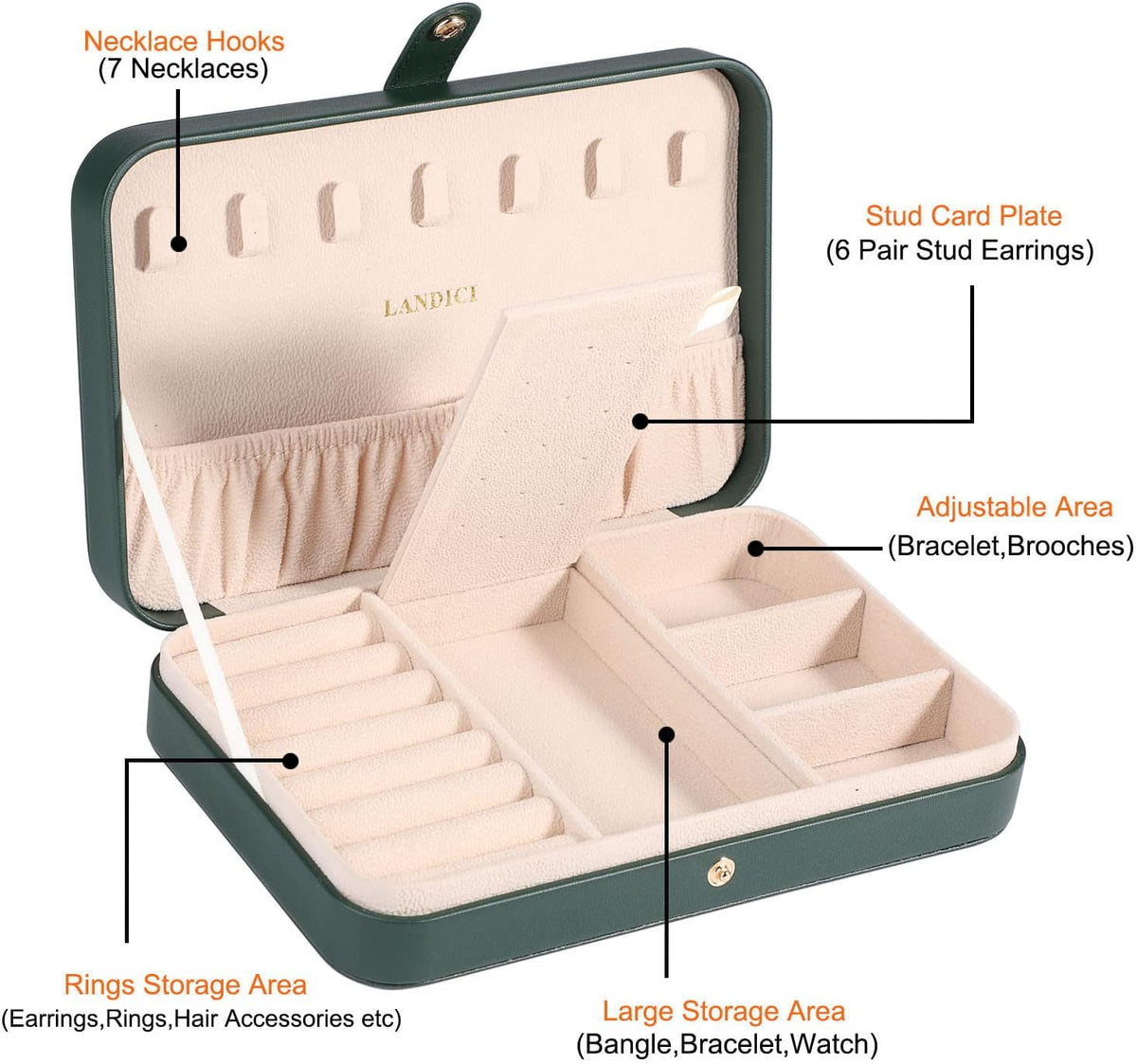 Small Jewelry Box for Women Girls, PU Leather Travel Jewelry Case, Portable Jewelry Organizer Storage Holder Display for Ring Earrings Necklace Brooch Men Kids Gift, Dark Blue