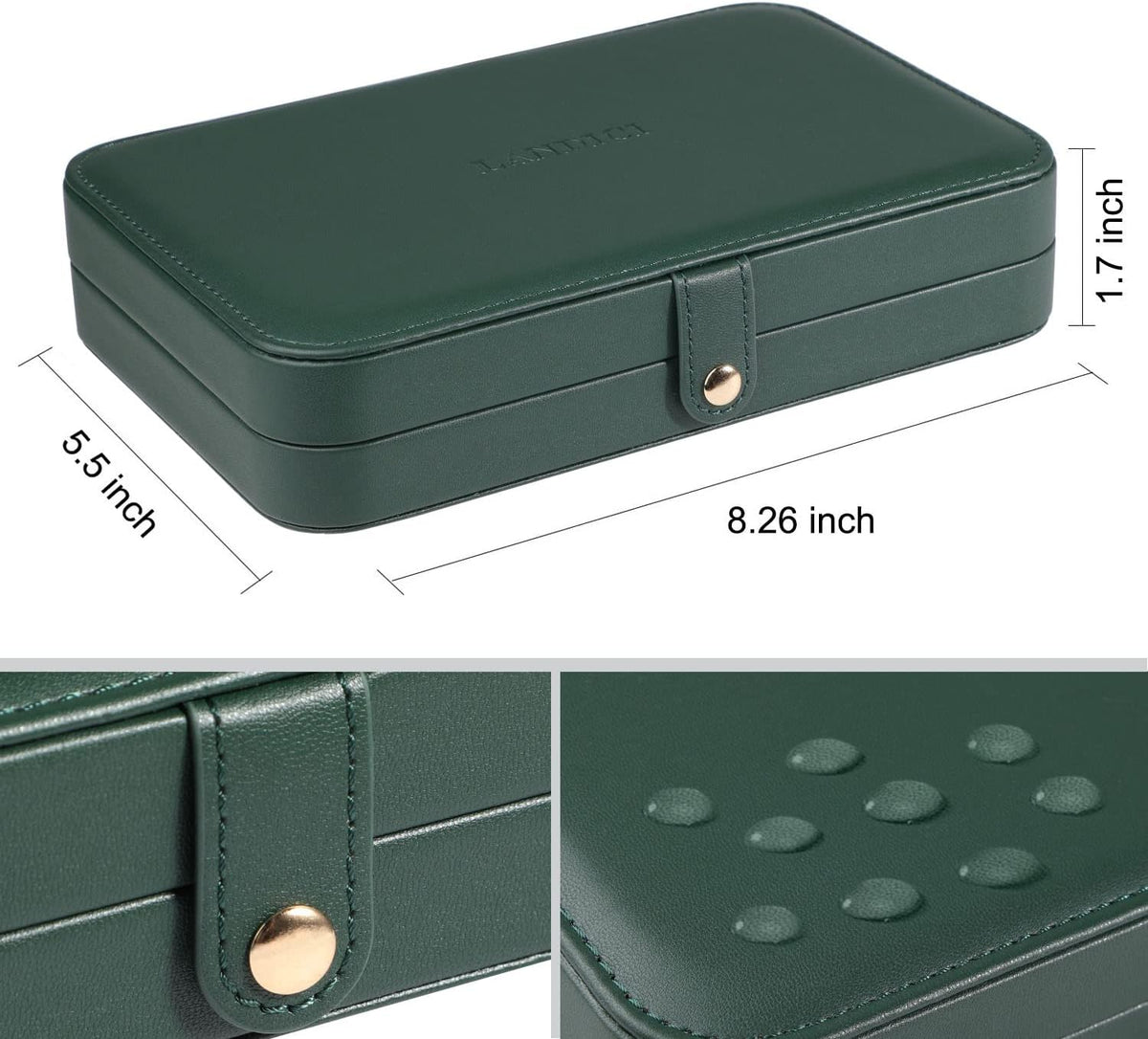 Small Jewelry Box for Women Girls, PU Leather Travel Jewelry Case, Portable Jewelry Organizer Storage Holder Display for Ring Earrings Necklace Brooch Men Kids Gift, Dark Blue