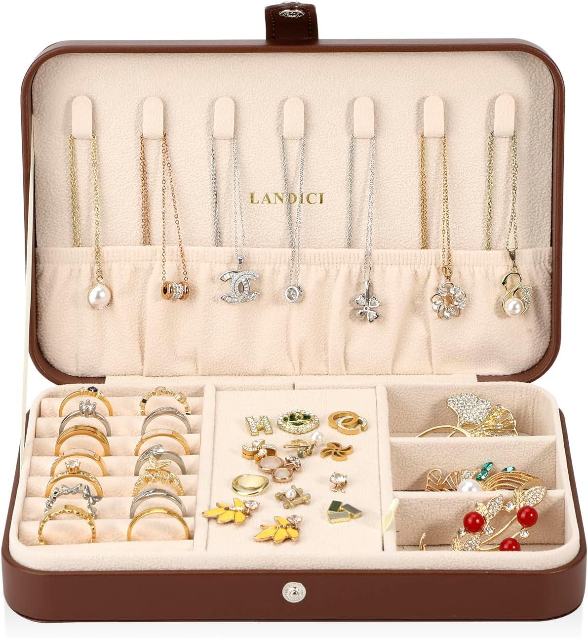 Small Jewelry Box for Women Girls, PU Leather Travel Jewelry Case, Portable Jewelry Organizer Storage Holder Display for Ring Earrings Necklace Brooch Men Kids Gift, Dark Blue