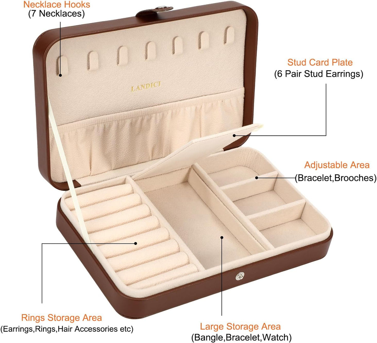 Small Jewelry Box for Women Girls, PU Leather Travel Jewelry Case, Portable Jewelry Organizer Storage Holder Display for Ring Earrings Necklace Brooch Men Kids Gift, Dark Blue