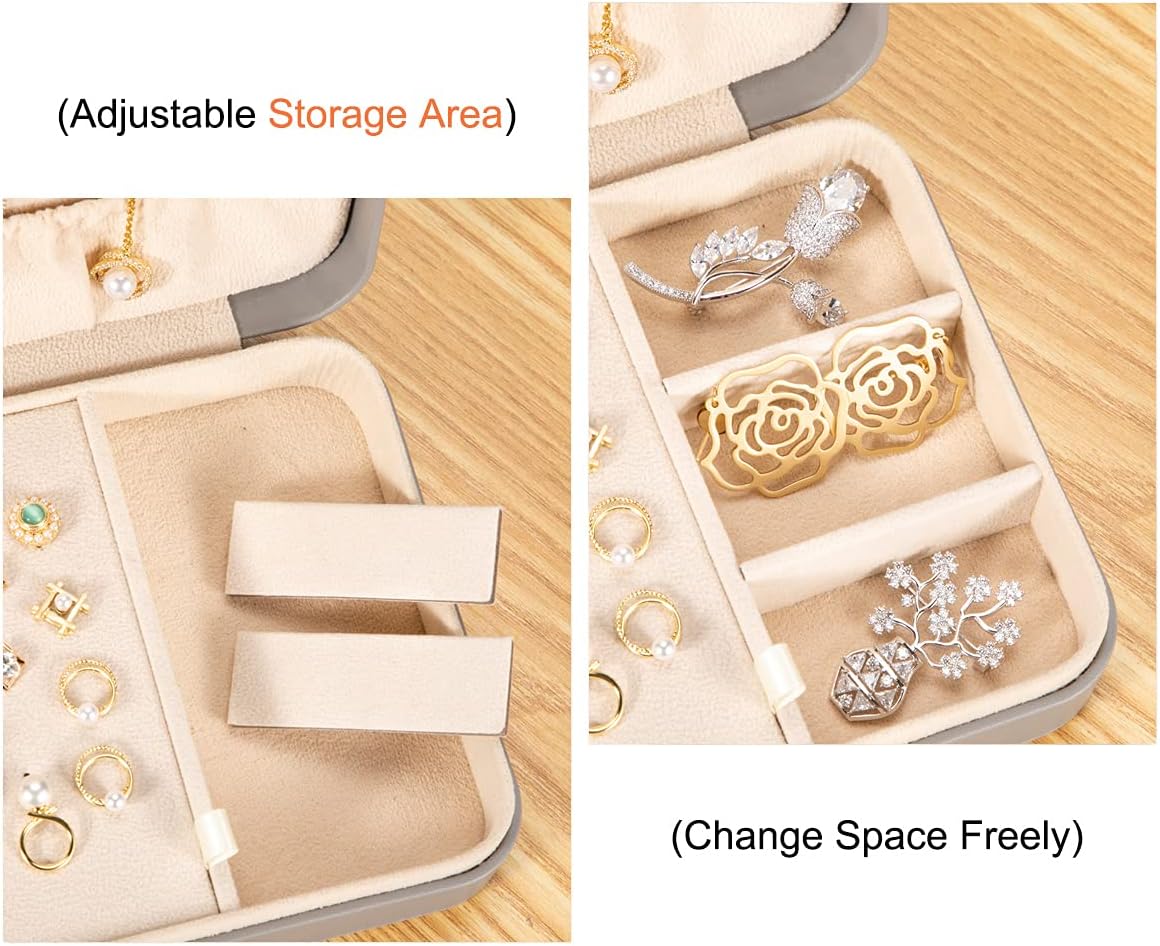 Small Jewelry Box for Women Girls, PU Leather Travel Jewelry Case, Portable Jewelry Organizer Storage Holder Display for Ring Earrings Necklace Brooch Men Kids Gift, Dark Blue