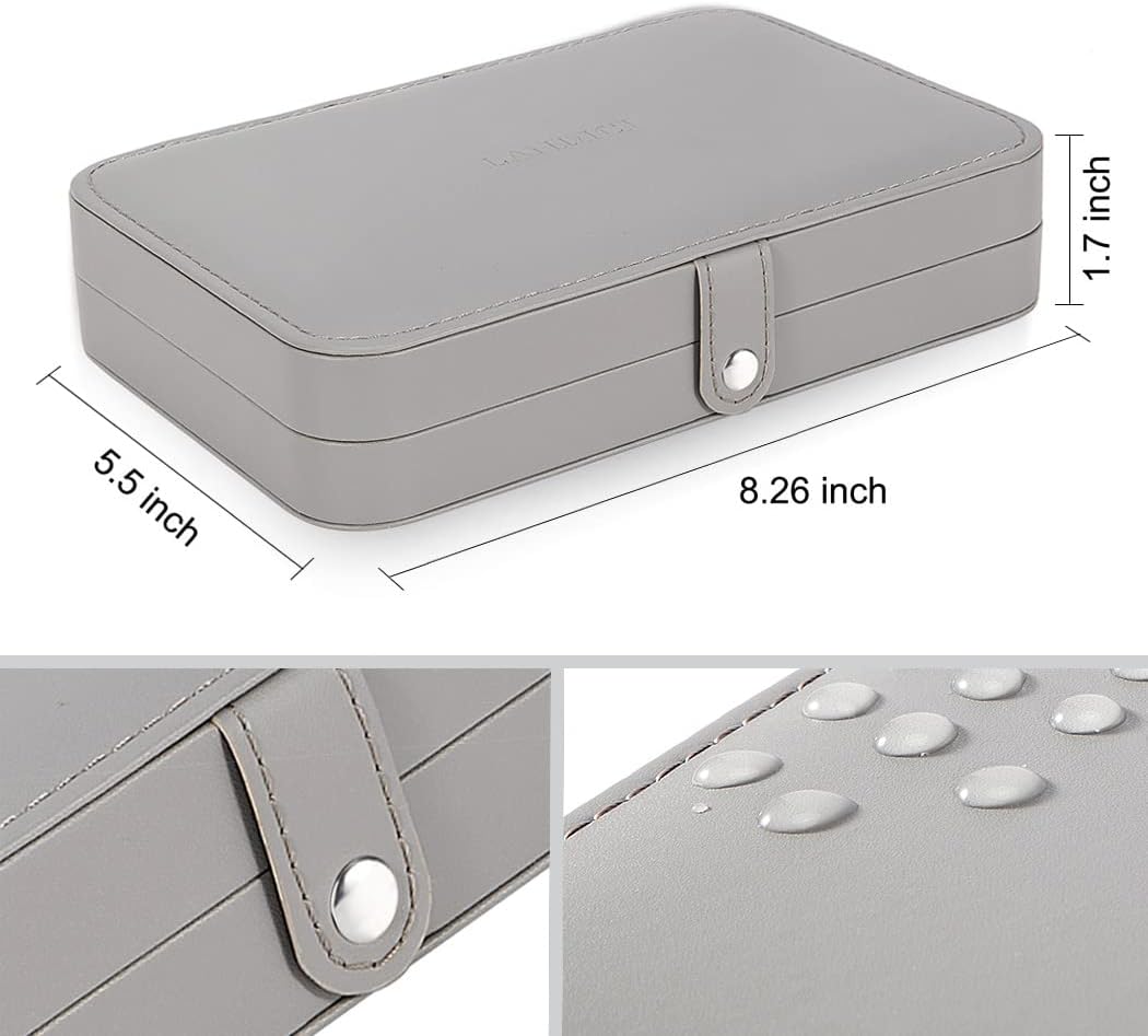 Small Jewelry Box for Women Girls, PU Leather Travel Jewelry Case, Portable Jewelry Organizer Storage Holder Display for Ring Earrings Necklace Brooch Men Kids Gift, Dark Blue
