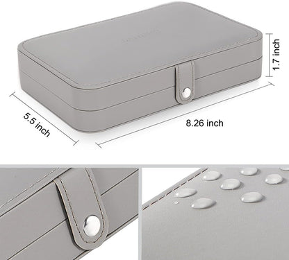 Small Jewelry Box for Women Girls, PU Leather Travel Jewelry Case, Portable Jewelry Organizer Storage Holder Display for Ring Earrings Necklace Brooch Men Kids Gift, Dark Blue