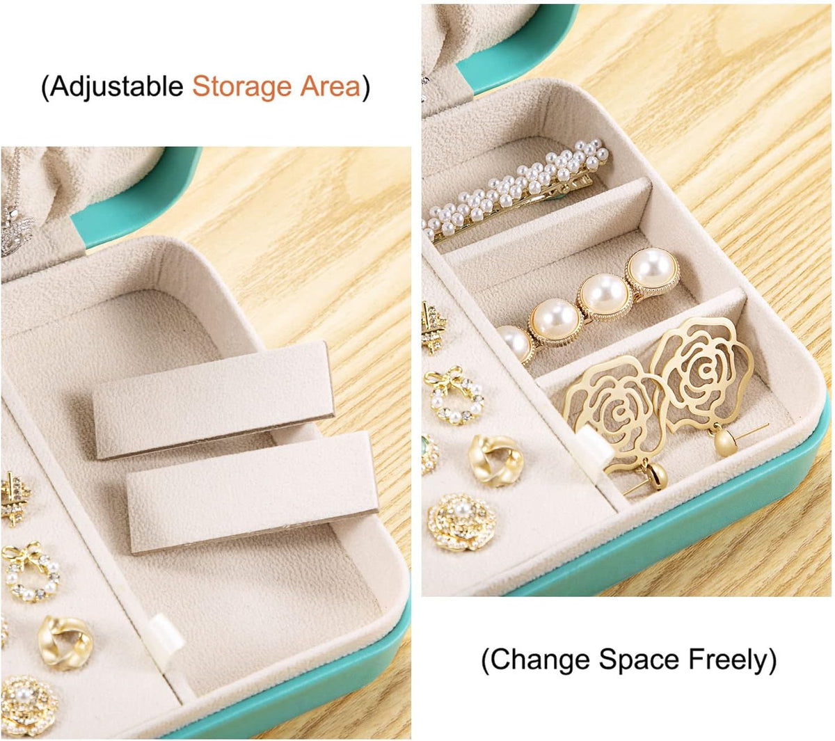 Small Jewelry Box for Women Girls, PU Leather Travel Jewelry Case, Portable Jewelry Organizer Storage Holder Display for Ring Earrings Necklace Brooch Men Kids Gift, Dark Blue