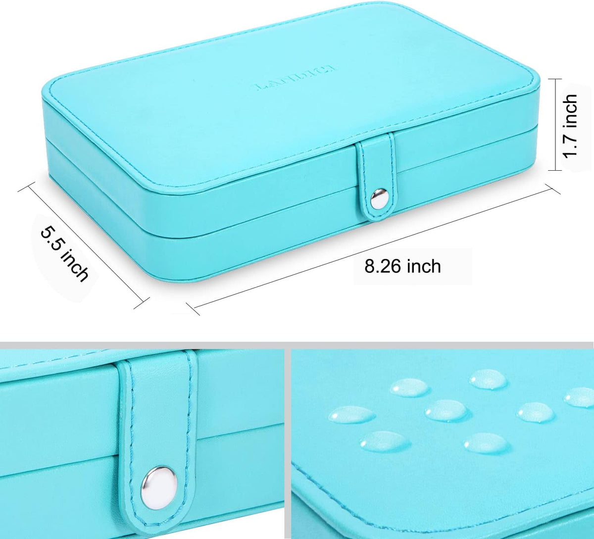 Small Jewelry Box for Women Girls, PU Leather Travel Jewelry Case, Portable Jewelry Organizer Storage Holder Display for Ring Earrings Necklace Brooch Men Kids Gift, Dark Blue