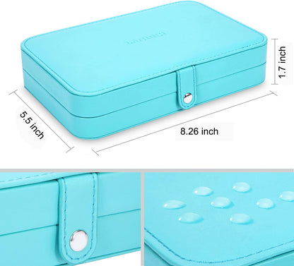 Small Jewelry Box for Women Girls, PU Leather Travel Jewelry Case, Portable Jewelry Organizer Storage Holder Display for Ring Earrings Necklace Brooch Men Kids Gift, Dark Blue